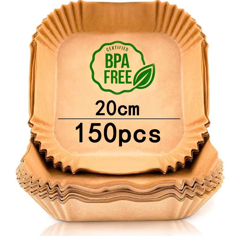 Air Fryer Backpapier 25/50/100/150 Stück für 4,5-8L/7-12L Körbe 16/20/23cm XXL Quadratische Air Fryer Zubehör für Ninja, Cosori,
