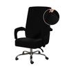 Soft Velvet Plush Stretch Computer Office Chair Cover with Armrest Cover Solid Color Removable Spandex Armchair Slipcover