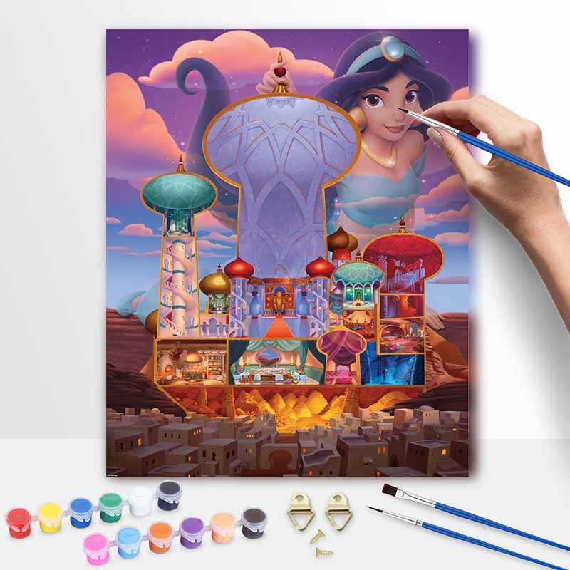 Disney oil painting painting art Princess Jasmine palace handmade diy painting home decoration gift 20x30cm