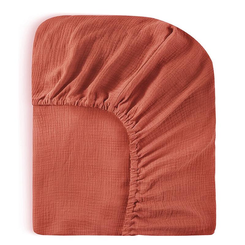 Baby Pure Cotton Double Layer Gauze Crinkle Fitted Sheet Bed Cover