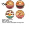 Decorative Wooden Rounds 4Pcs Boho Sunset Wall Art, Abstract Landscape Round Hanging Ornaments, Natural Scenery Ornaments Decor for Living Room