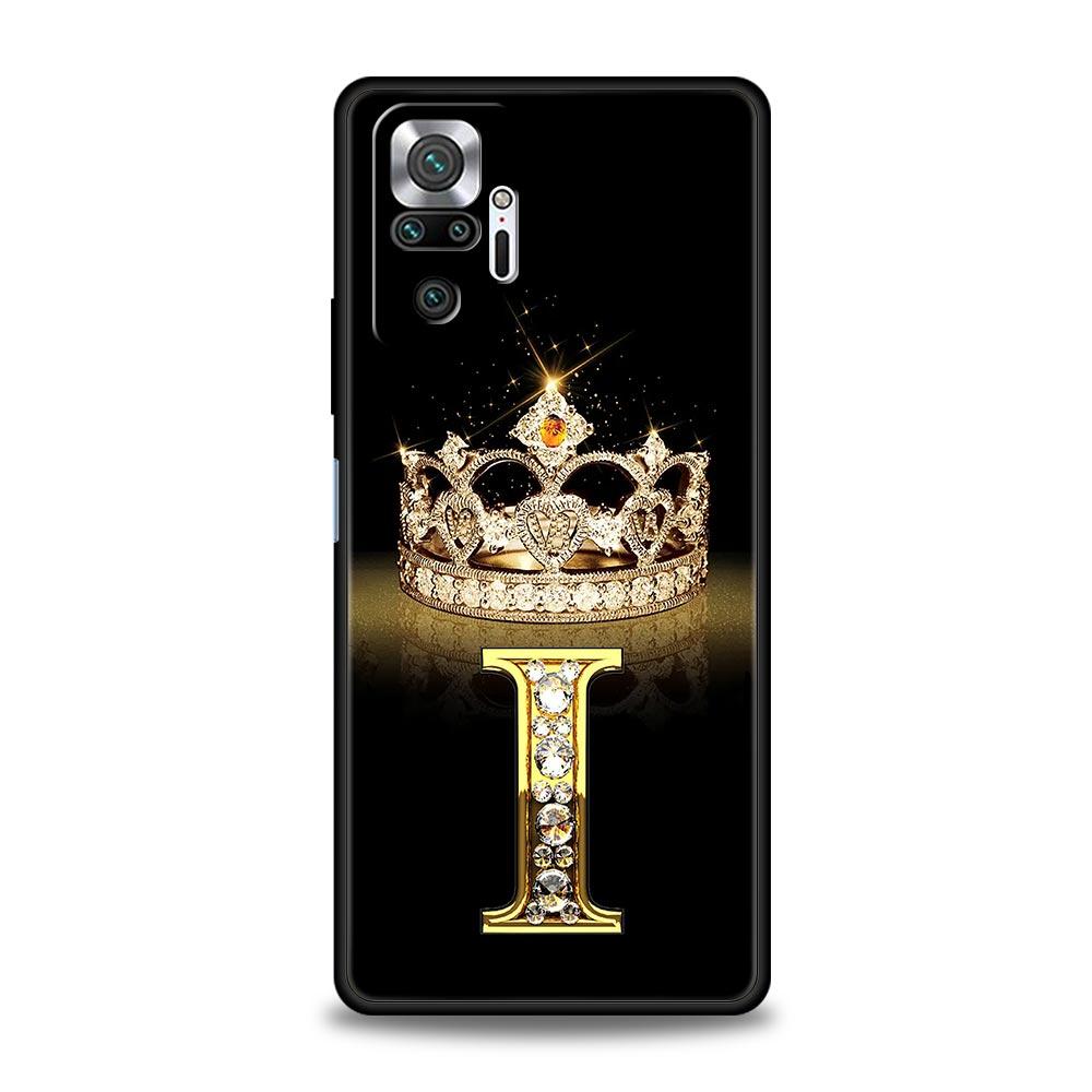 Handyhülle Für Xiaomi Redmi Note 13 12 5G 9S 9 8 10 11 Pro 9T 13C 12C 10C 9C 9A 7 Pro Weiche Hülle Diamantkrone Buchstabe 26 Buchstaben