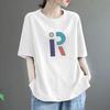 Women's High-End Pure Cotton Short-Sleeve T-Shirt, 100% Loose Fit, Slimming Versatile Round Neck Casual Top