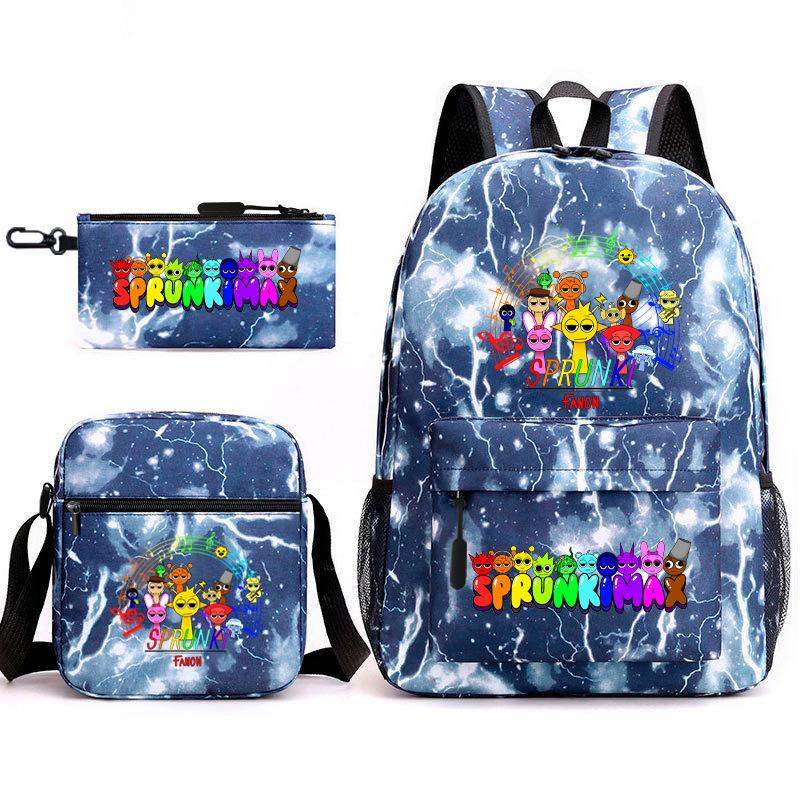Anime Cartoon Backpack Sprunki Large Capacity Primary School Student Schoolbag Satchel Pencil Case