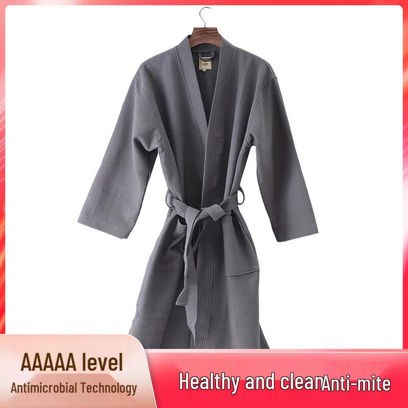 Grace Anti-bacterial Anti-mite Waffle Cotton Bathrobe M