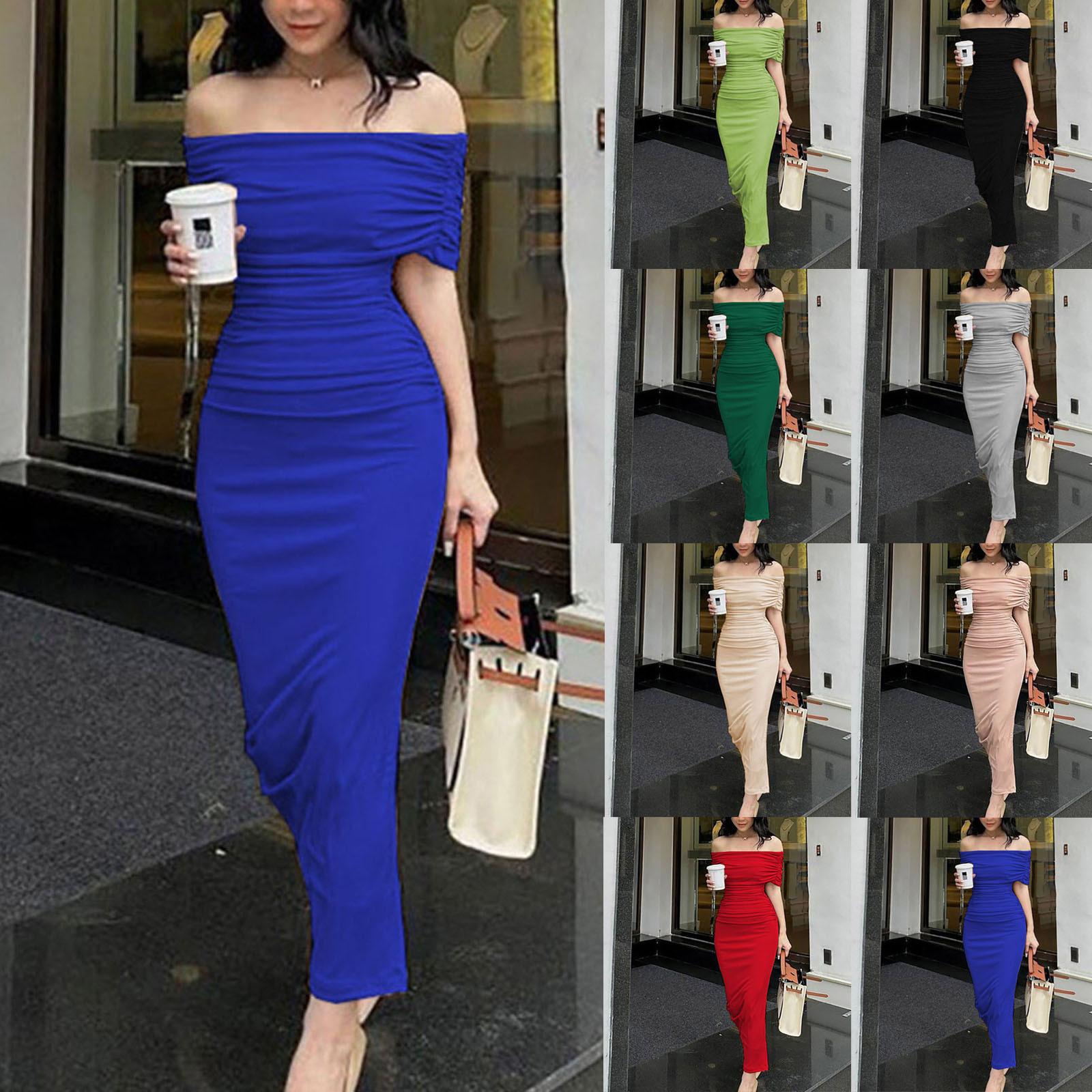 

Модное женское сексуальное вечернее длинное платье без бретелек с коротким рукавом и открытой спиной