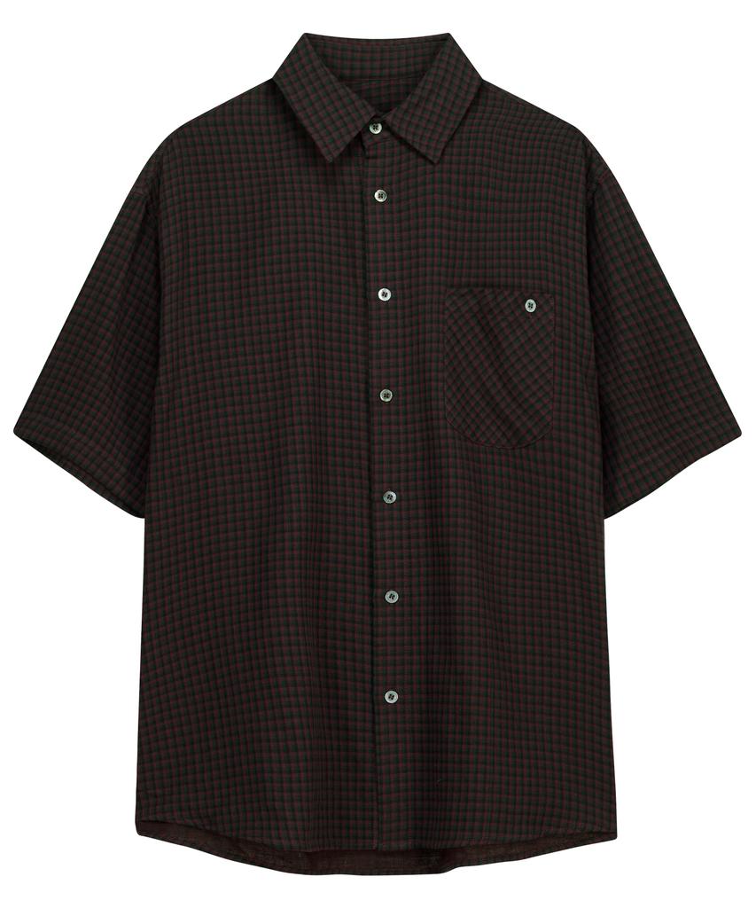 SLOWACID Gingham Check Short Sleeve Shirt [Red]