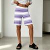 Women High Waist Wide Leg Casual Shorts Summer Vacation Loose Fit Mid Length Bottoms with Elastic Waistband and Patterned Design