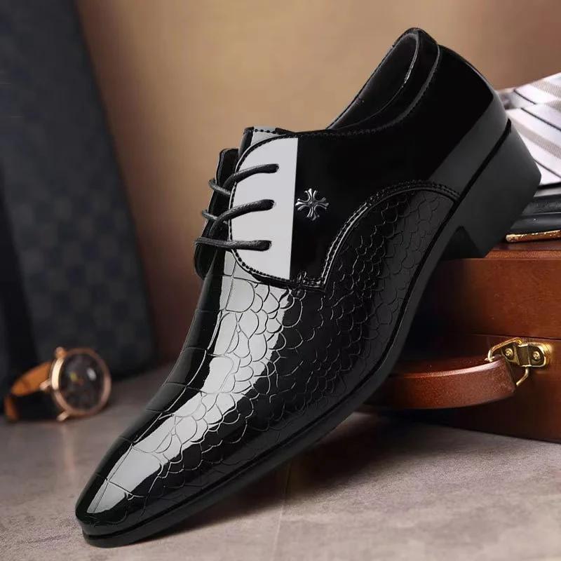 Office Floral Pattern Men Formal Leather Luxury Fashion Groom Wedding Oxford Formal Shoes Men Erkek Deri Ayakkabı Modelleri