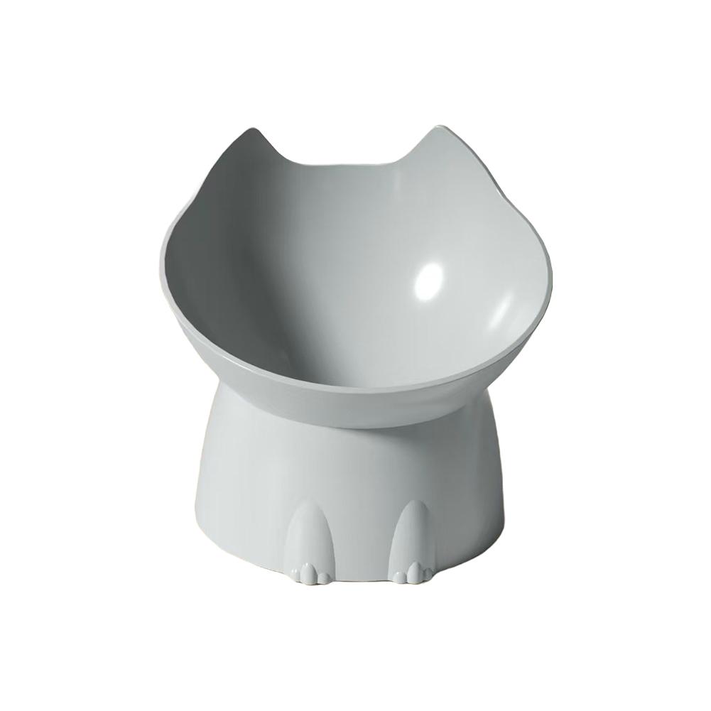 1pc WhiskerWare Elevated Cat Bowl, Anti-Tip Plastic Raised Pet Feeding Dish with Tilted Edge, Neck Protection Kitty Food