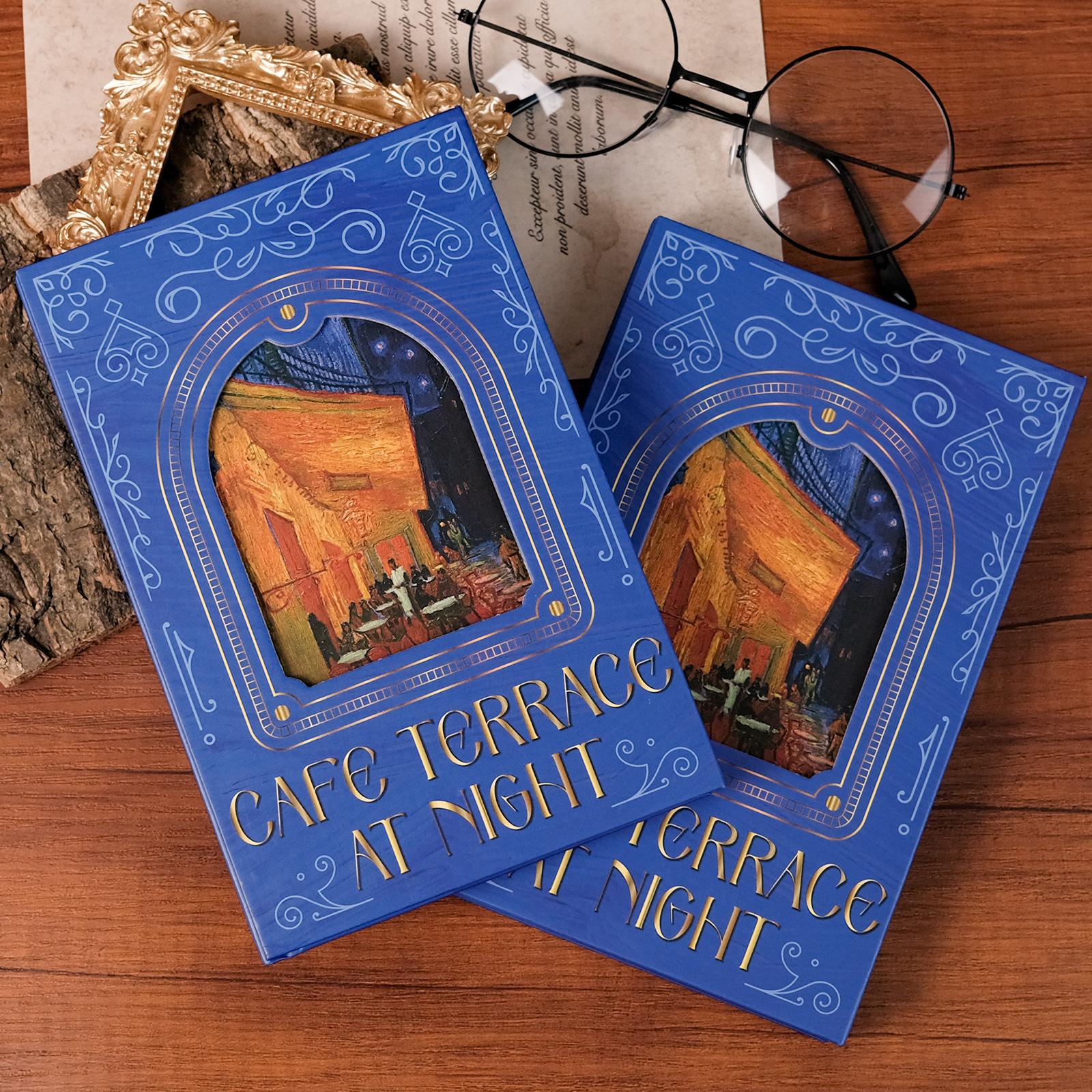 

Night Sky Cafe Series Premium Blue Bottom Cover Portable Tri-Foldout Notebook