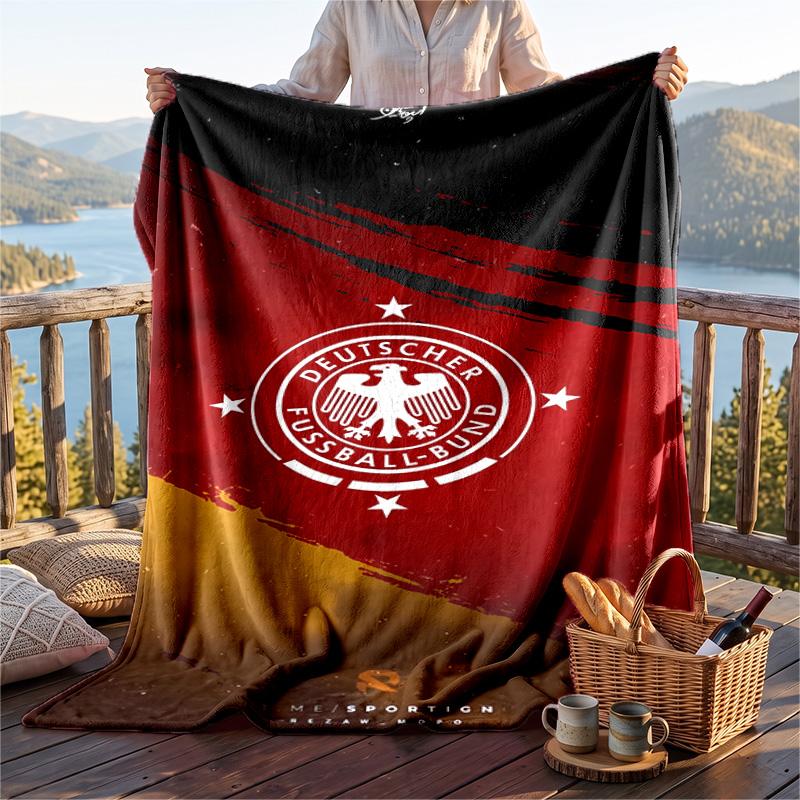 Warm Flannel Blanket Germany National Team Pattern, Lightweight Comfortable Throw Blanket for Bed Sofa Use