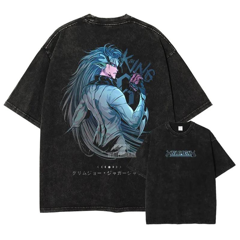 

Japan Classic Anime Bleach Aizen Sousuke Graphic Tee Men Women Oversized Washed Vintage T-Shirt Cotton Tops S