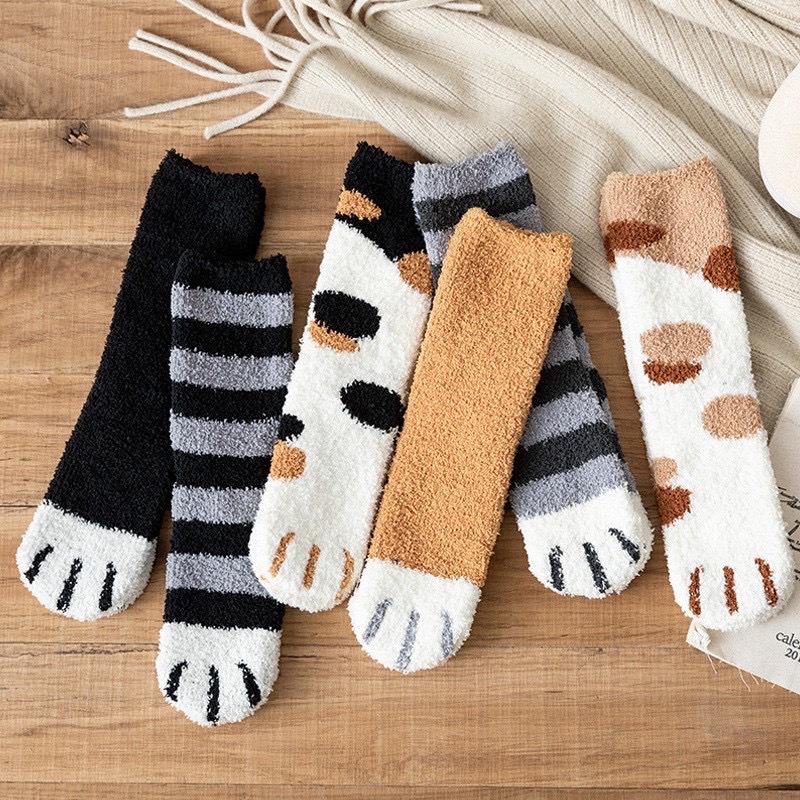 Women Socks Feel Cute Cat Cozy Hairy Mink Velvet Girls Socks Autumn Winter Hosiery Thickened Plush Warm Sleep Home Fluffy Socks
