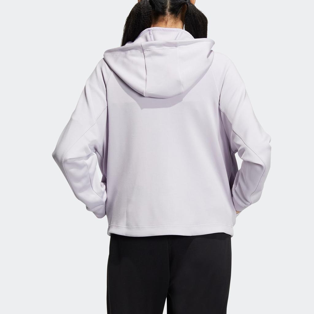 Adidas Logo Print Long Sleeve Hooded Jacket Women Outerwear Light-Purple HY2817