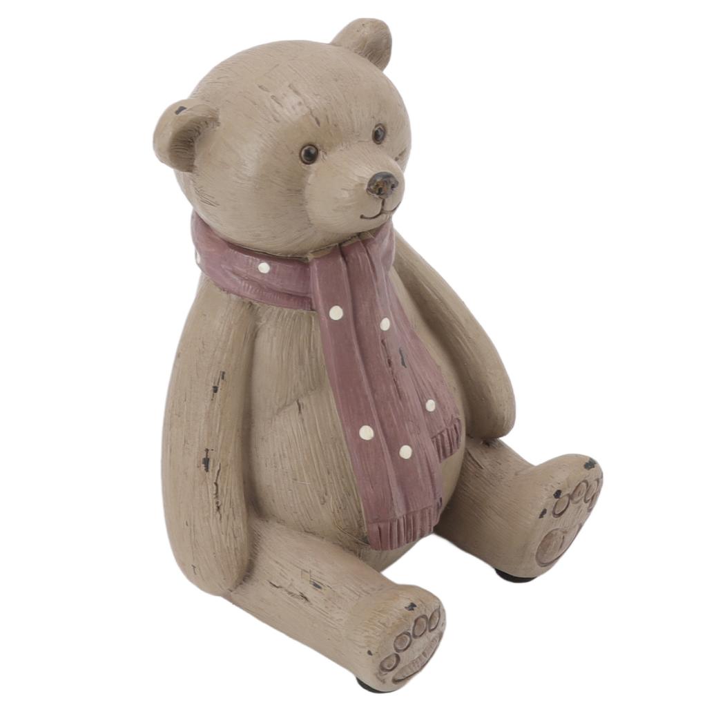 Scarf Bear Ornament Exquisite Workmanship Resin Bear Statue with Antislip Soft Rubber Pad for Living Room Porch