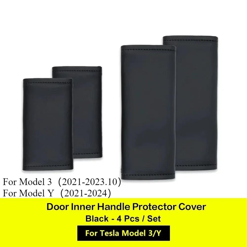 Door Inner Handle Protector Cover for Tesla Model 3 Model Y Juniper 2026 Leather Door Handle Gloves Car Interior Accessories