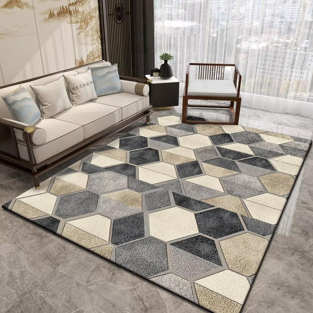 Honeycomb Geometric Pattern Area Rugs for Living Room Abstract Home Sofa Non-slip Carpet Bedroom Children Tatami Soft Floor Mat