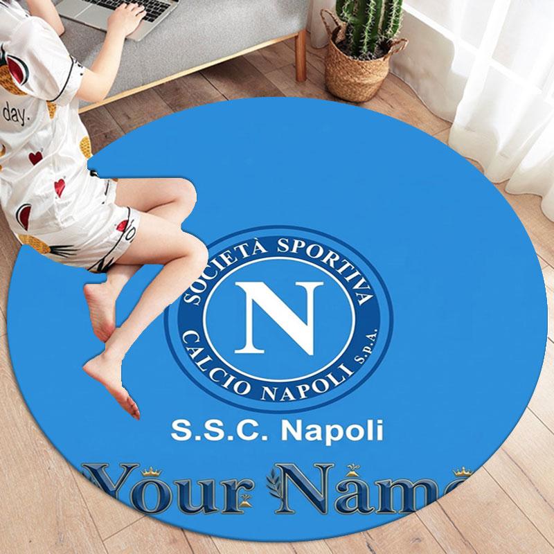 SSC Napoli Custom Name Round Area Rug,Carpet Rug for Living Room Bedroom Sofa Playroom Decor,Non-slip Floor Mat