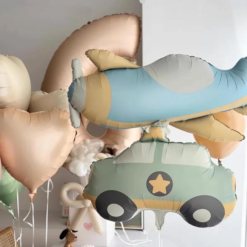 Valentine Day Cartoon Frosted Aluminum Film Balloon Rainbow Police Car Plane Bear Birthday Balloon Party Layout Scene Decoration