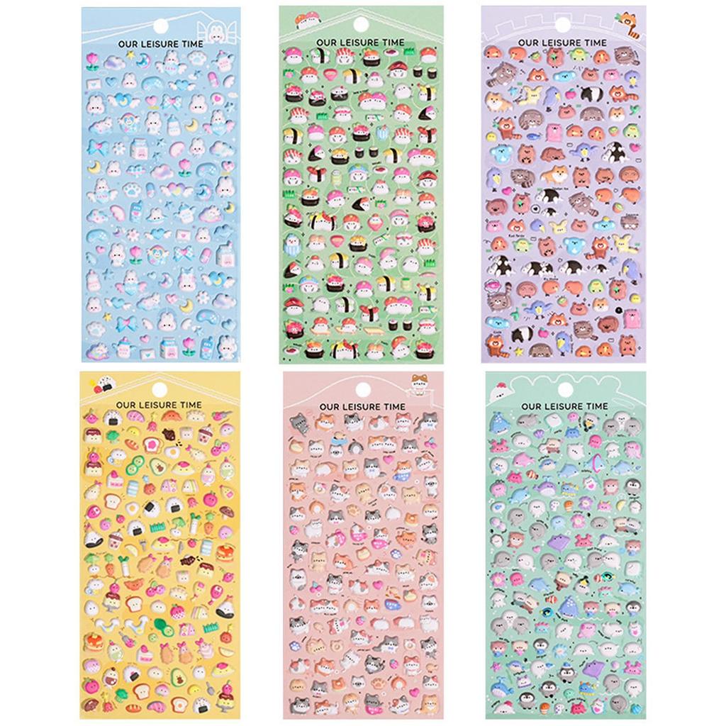 Set mit 6 niedlichen Mini-Blasen 3D-Aufklebern für Handy und Bastelaufkleber, Dekoration, DIY, Planer,