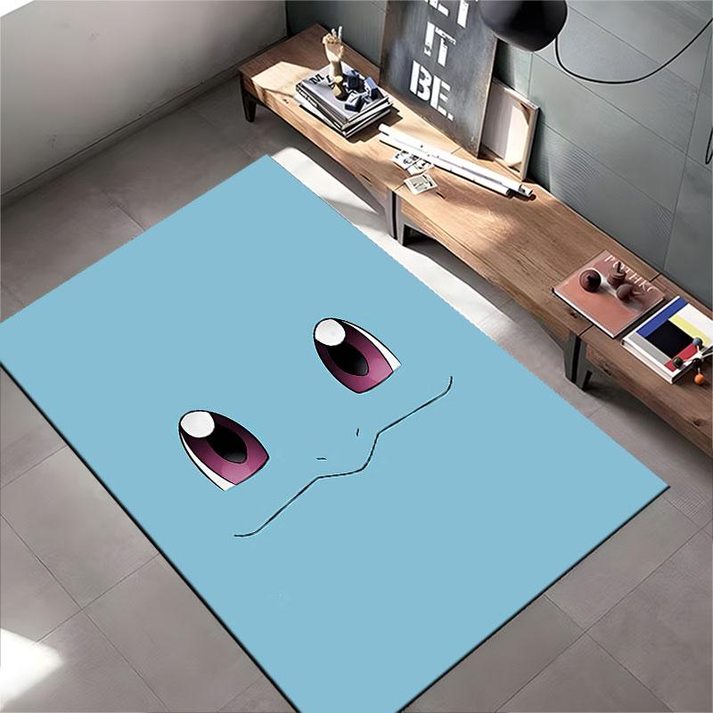 Cute Cartoon Face Blue Carpet suitable as a non-slip mat for the living room or bedroom sofa