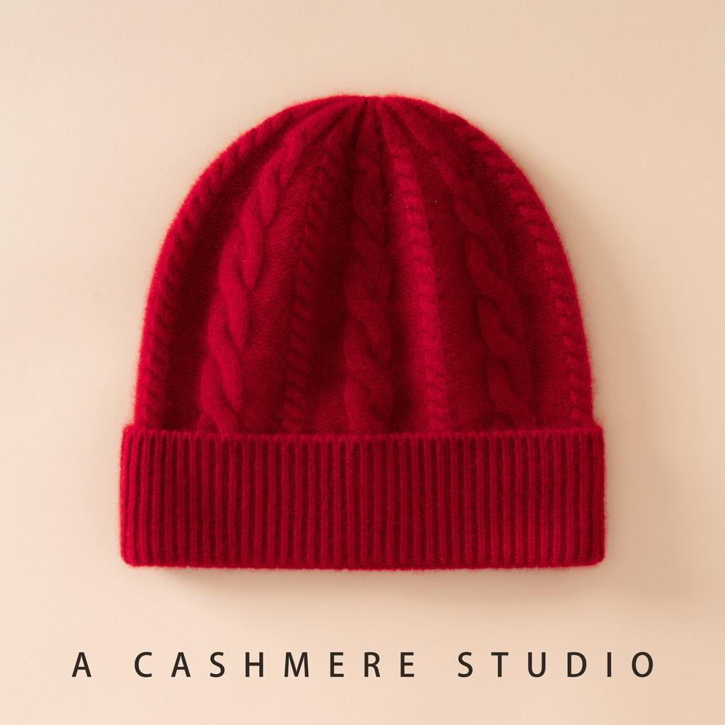 Size Batch% Pure Cashmere Top Luxury Women's Solid Color Plaid Small Twist Knitted Headhat