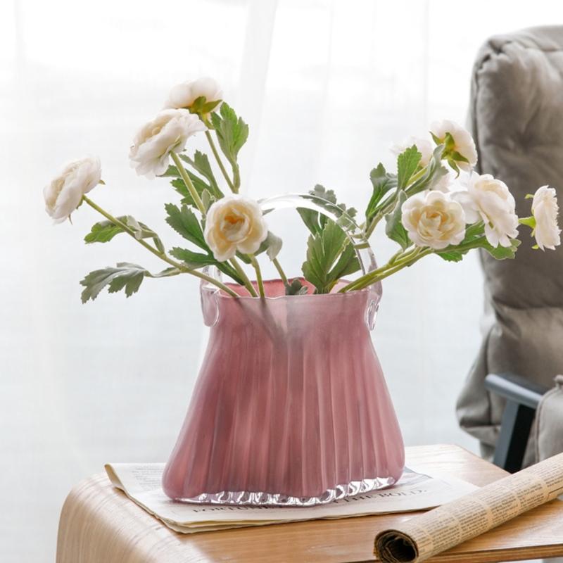 Verdickte Klare Glasvasen Handtaschenform Hülle Halten Blume Geeignet Für Haus Büro Dekoration Geburtstagsgeschenk