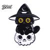 Versatile Enamel Brooch Craft Halloween Cartoon Black Cat Skeleton Shape