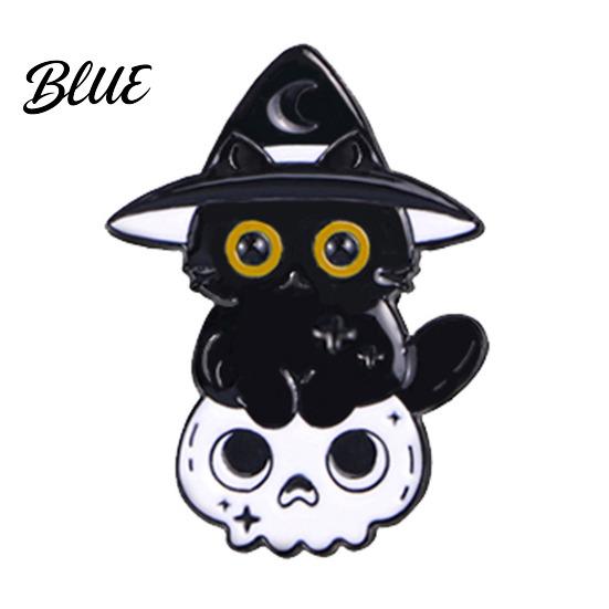 Versatile Enamel Brooch Craft Halloween Cartoon Black Cat Skeleton Shape