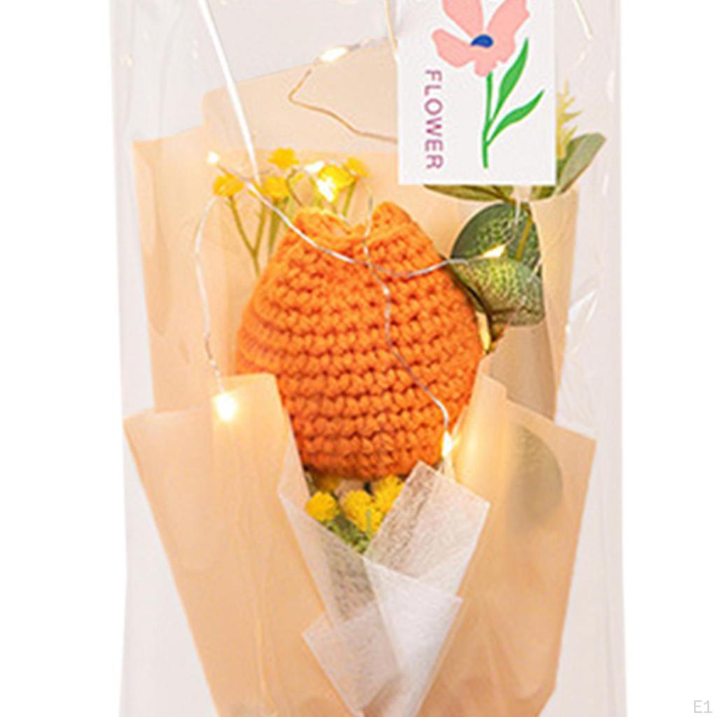 Fertiger Häkel-Tulpenstrauß mit Licht Künstliche Dekoration für Tischmittelstück