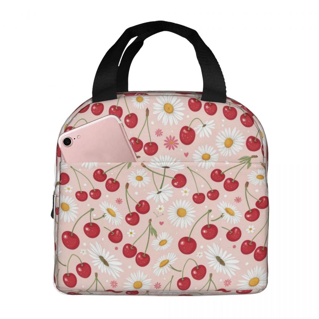Cartoon Fruit Watermelon Cherry And Pineapples Insulated Lunch Bag Cooler Thermal Food Box Tote Portable Lunch Boxes Container