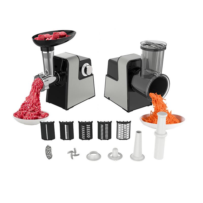Dual-Speed Multifunction Electric Vegetable and Meat Grinder with Sausage Stuffer & Slicer