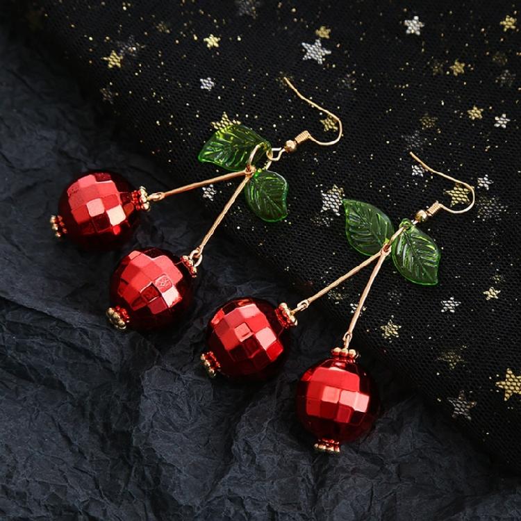 Handmade Cherry Fruit Earrings Suitable for Female Girls and Teenagers Light