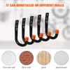 6 Pcs J-shaped Hook Wall Mount Hook for Hanging Bike Ladder Gardening Tools  Heavy Duty Storage Hook Garage Hanger Coated Iron