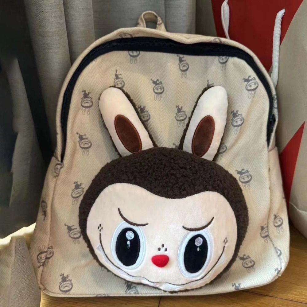 

Multi Pocket Students Labubu Shoulder Bag Cartoon Labubu Plush Doll Schoolbag Children хакі