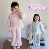 Meng Tang Tang Spring Lace Embroidery Cartoon Hoodie Two-Piece Set for Baby Girls