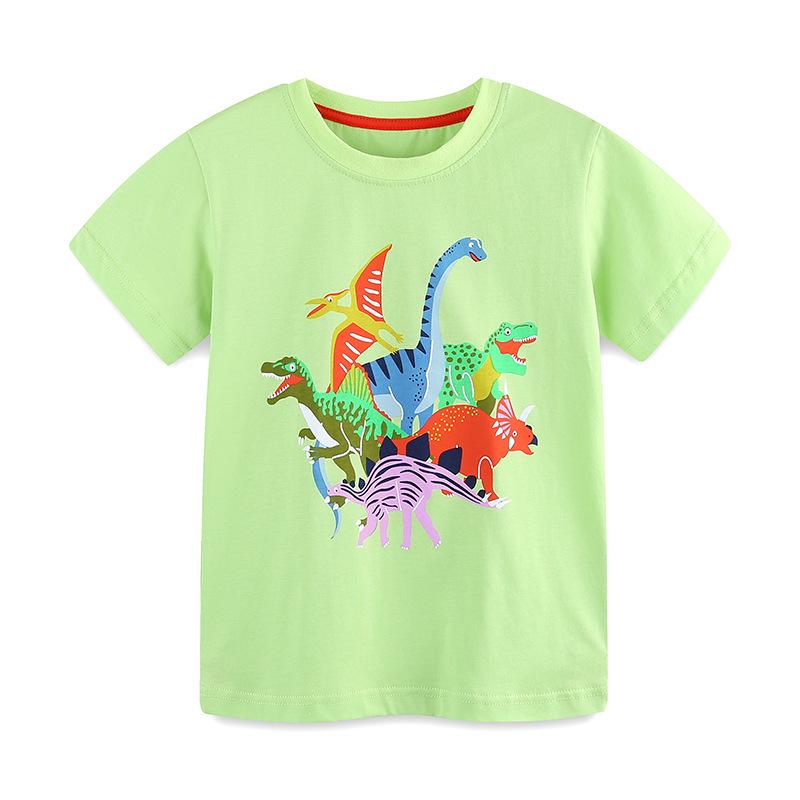 New Boys Dinosaur Print T-Shirt - European & American Style, Round Neck, Short Sleeve 4 Years (110 cm)