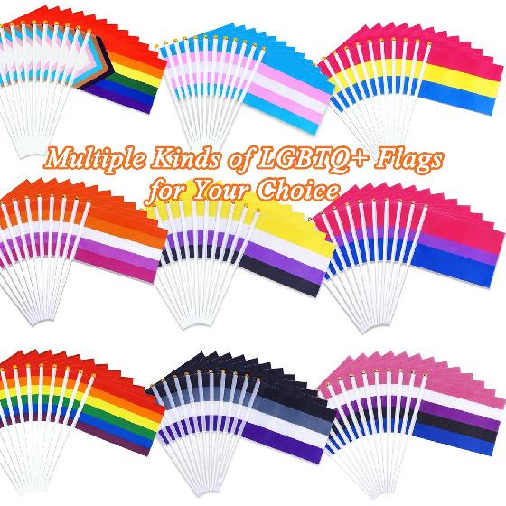 50 Pack Nonbinary Pride Flags Pride Month Accessories LGBTQIA Non Binary Flag NB Gender Rainbow Non-Binary Hand Held Flags Decorations Stuff for