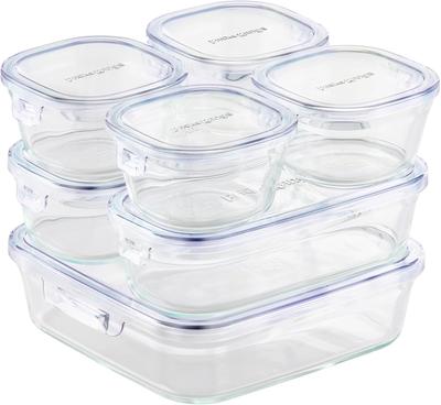 Iwaki Glass Storage Microwave and Oven Set of Saxe NEW Pack Range Gratin Bakeware Heat-Resistant Containers, Safe, 7, Blue, & F-PRN7-BL, Dish,