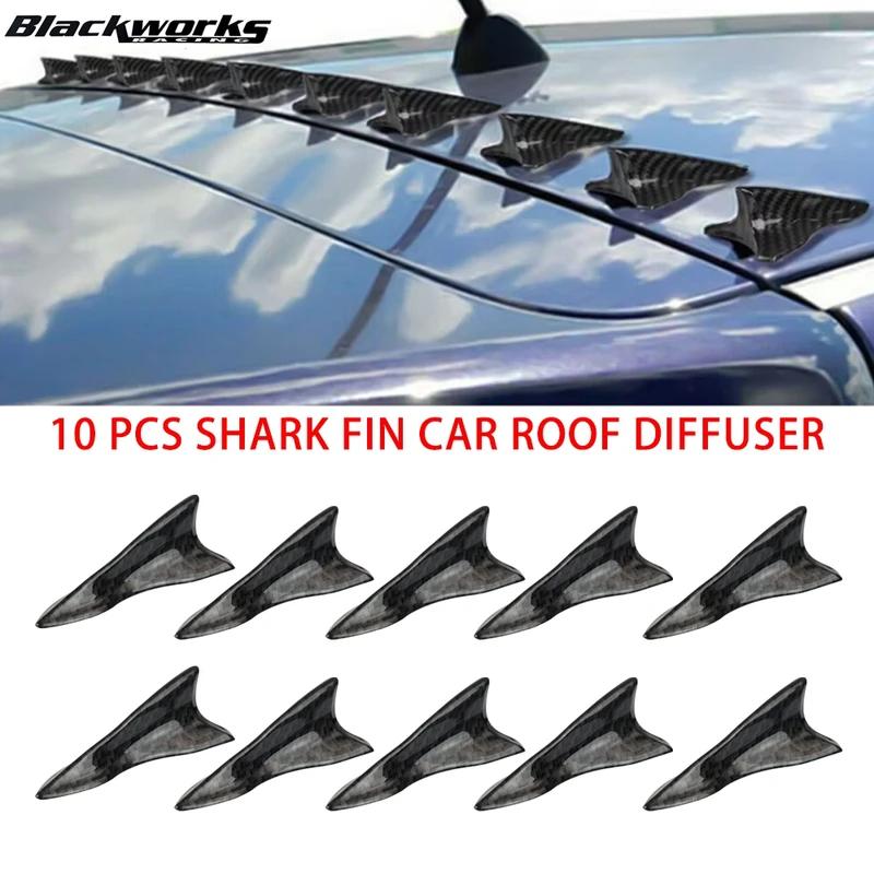 10pcs universal plutonium rear roof shark fins spoiler wing kit car roof spoiler bumpers shark fin diffuser vortex generator