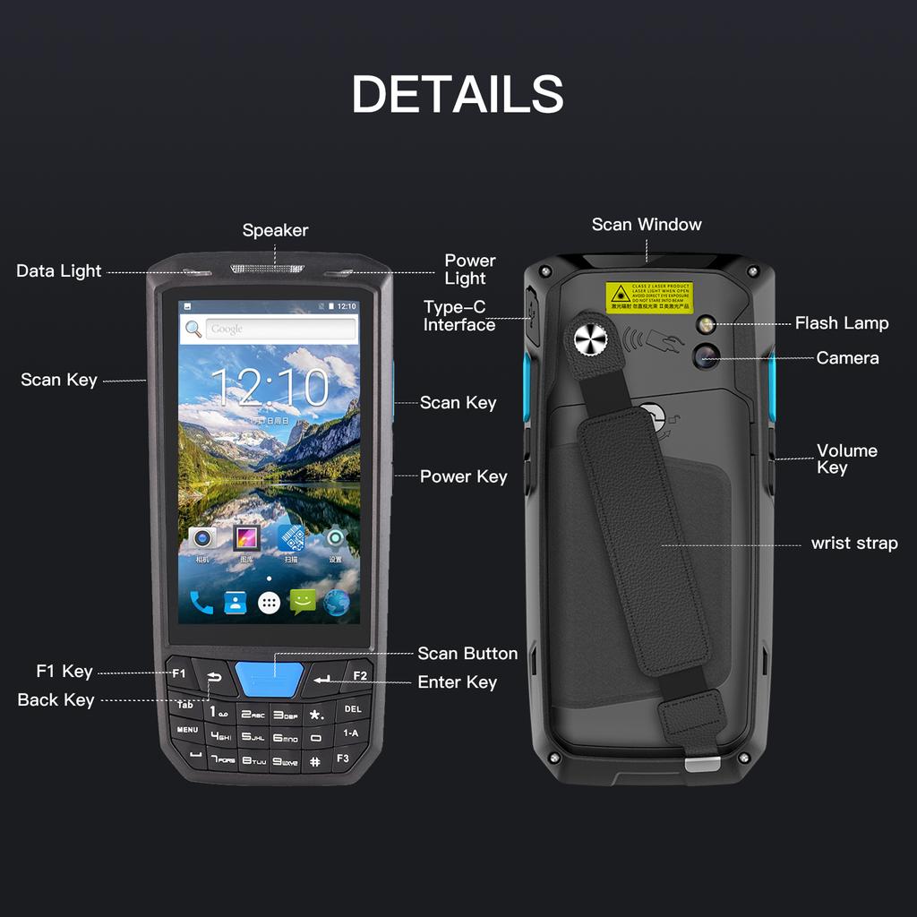 Android 8.1 PDA Handheld POS terminál Honey-Well 1D/2D/QR snímač čárových kódů Data Collector Inventory