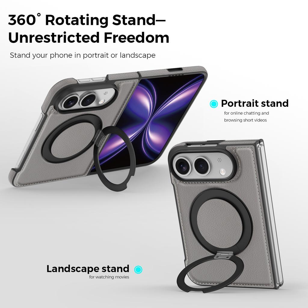 Case For Iphone Duo Business Leather Texture Rotating Bracket Case Magnetic Wireless Charging Charging Phone Cover