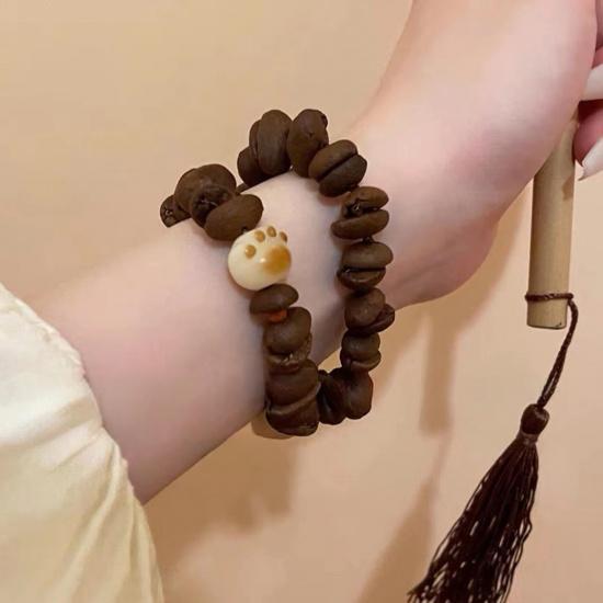 Coffee Bean Cat Paw Cute Braided Rope Bracelet for Girls, Stylish and Unique Bracelet, New Couple's Jewelry
