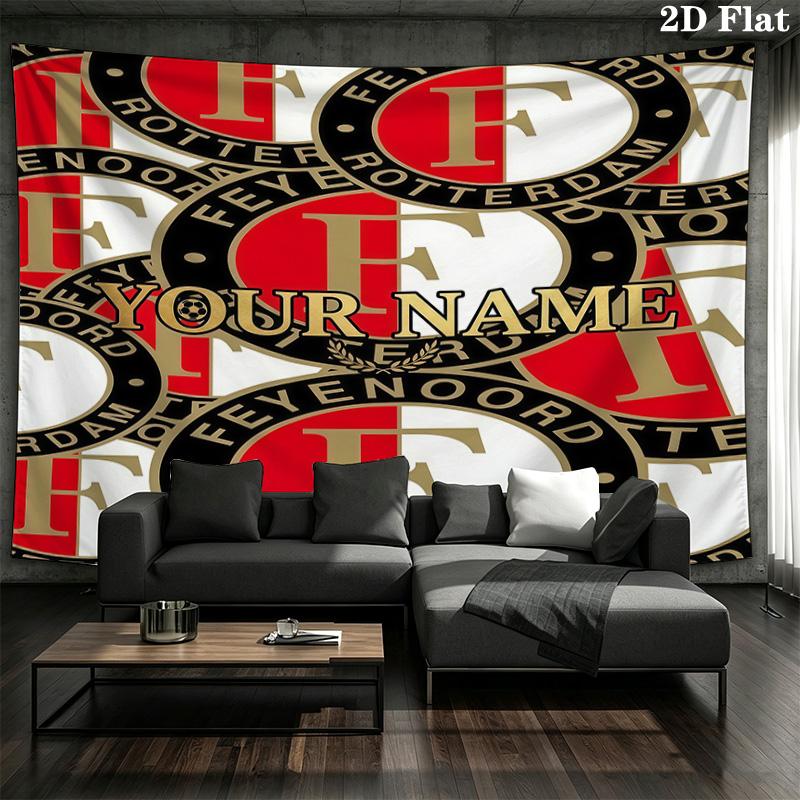Feyenoord Individueller Name Wandteppich Ästhetischer Wandbehang Bedruckte Stoffdecke Dekorative Wandteppiche Für Schlafzimmer Wohnzimmer Heimdekoration