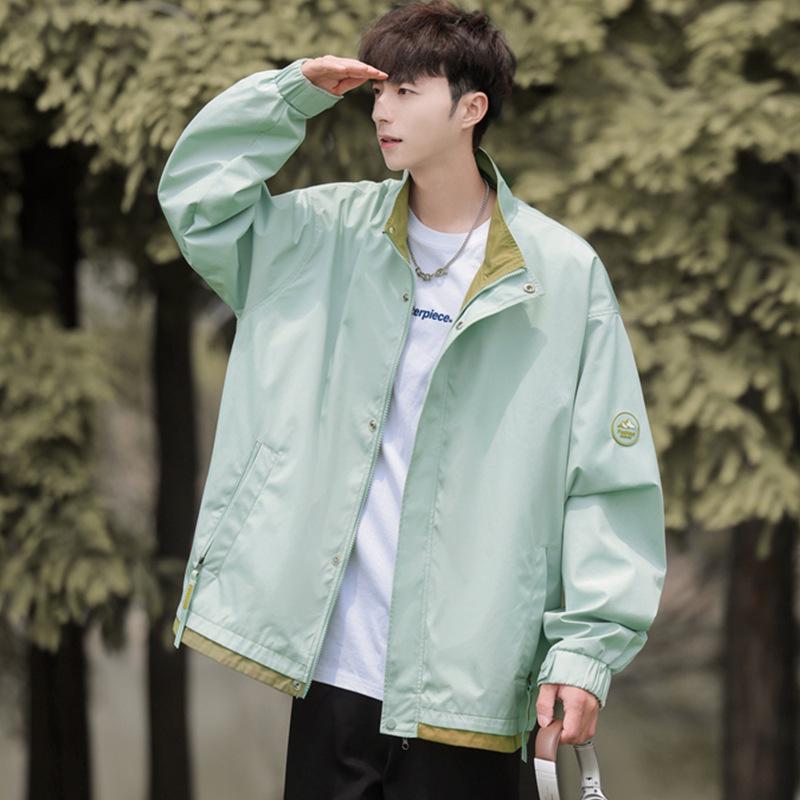 

Men s Autumn Softshell Windbreaker: Outdoor Waterproof Stand Collar Jacket for Mountain Climbing, Loose-Fit, Fake Two-Piece Design. M fits 90-110 jin м ята зелений колір