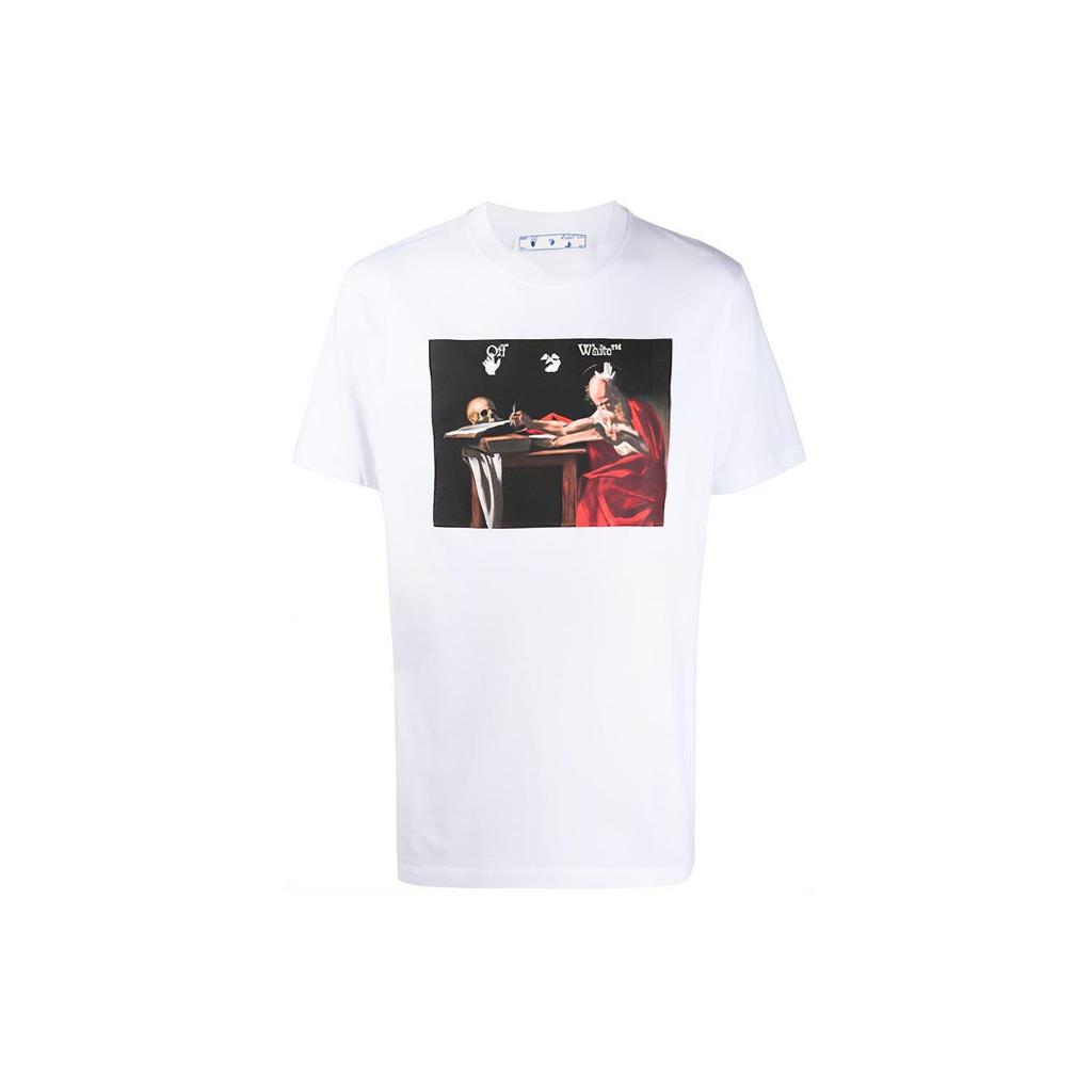 Off-White Caravaggio Slim Tee White Men Tops OMAA027R21JER0040125