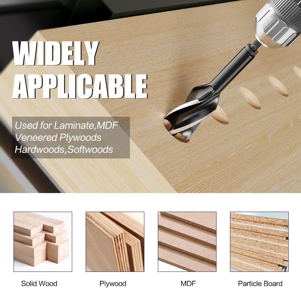 Hand Branch Drill, Hexagonal Shank Hole Opener, Four-slot Four-blade Woodworking Drill Set, Outdoor Manual Multi-purpose Drill