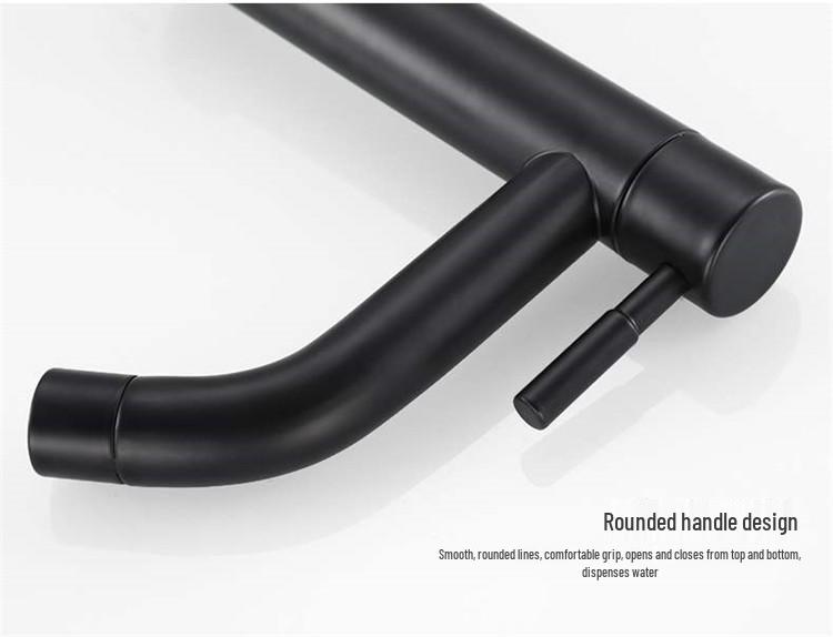 Enhanced Black Single-Hole Cold Basin Faucet - 304 Stainless Steel for Countertop/Undermount Bath