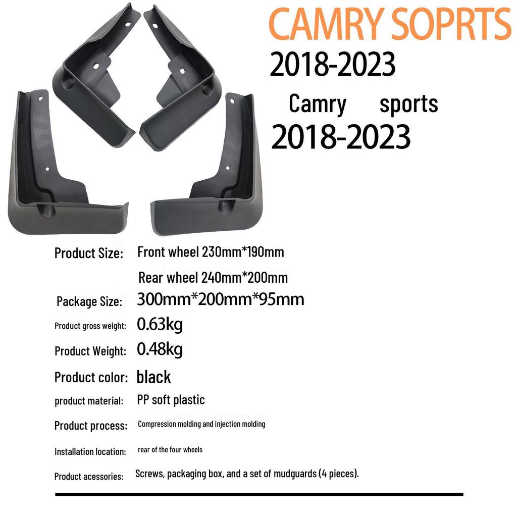 Blatníky pro Toyota Camry Sports 2018-2023 Zahraniční obchodní Lapače nečistot